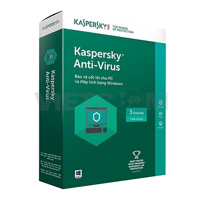 Phần mềm diệt Virus Kaspersky Antivirus -3pc (kav 3u)